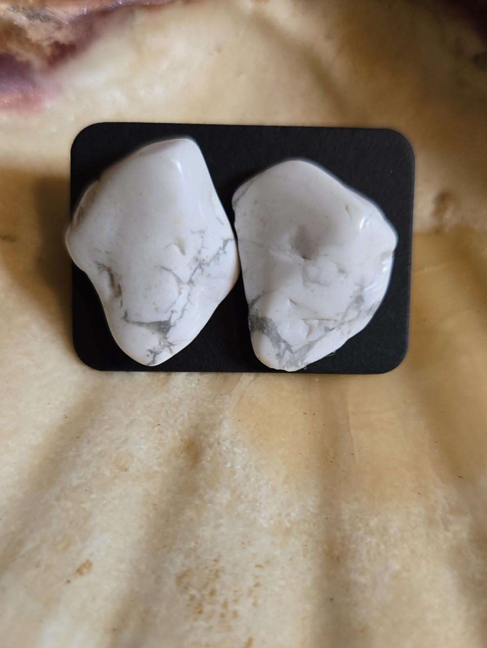White Howlite Stone Stud Earrings: A